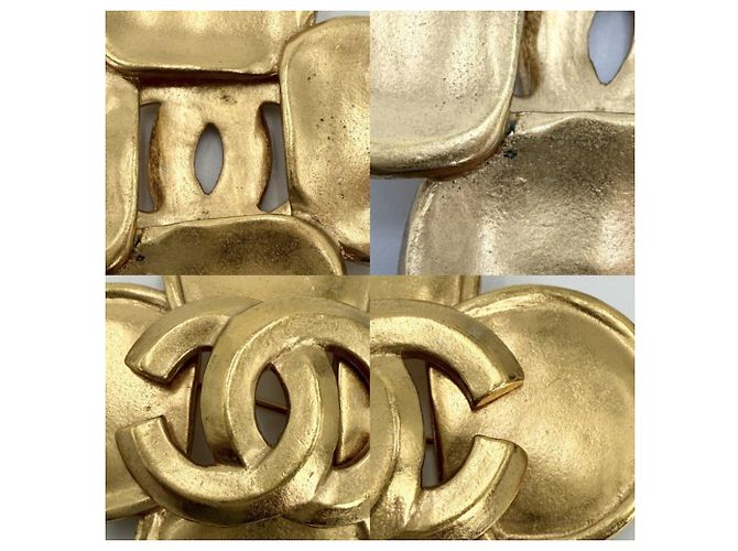 Broche Chanel Vintage Clover Dourado - vista 5