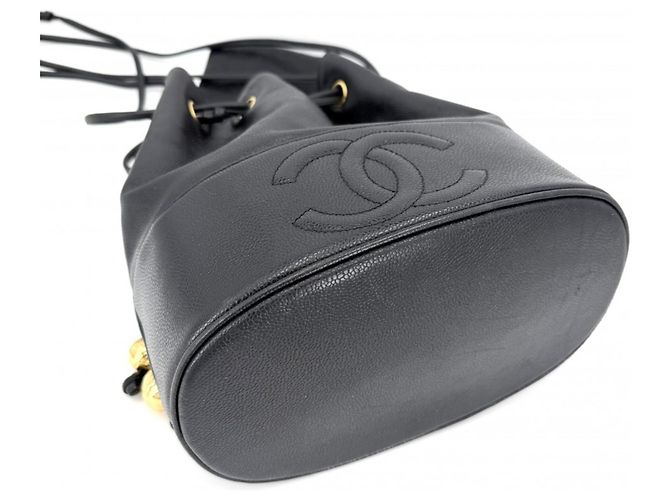 Borsa Chanel in pelle di vitello martellata nera Nero - vista 3