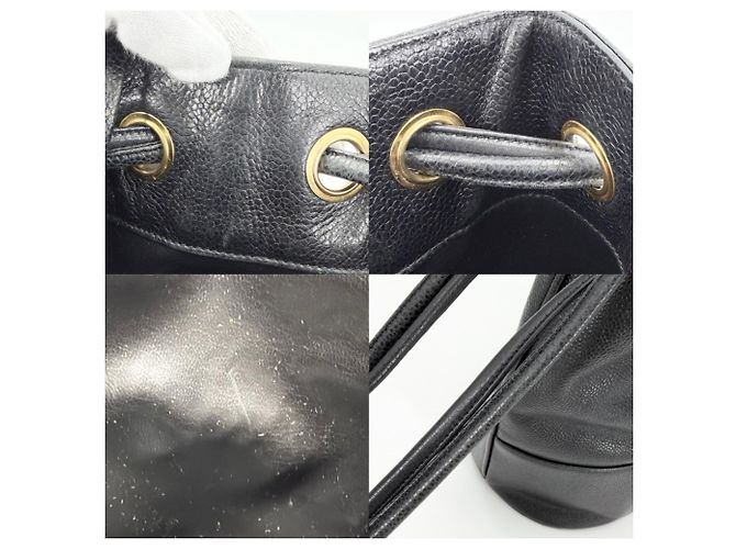 Borsa Chanel in pelle di vitello martellata nera Nero - vista 7
