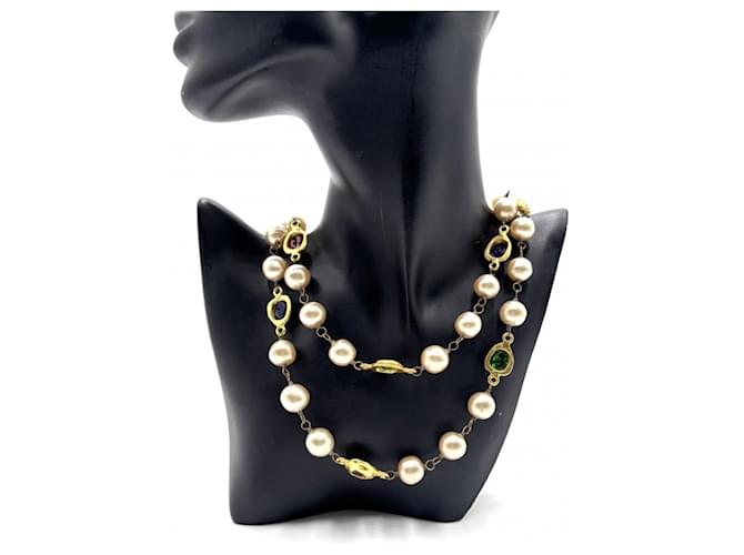 Collana lunga vintage Chanel Multicolore D'oro - vista 2