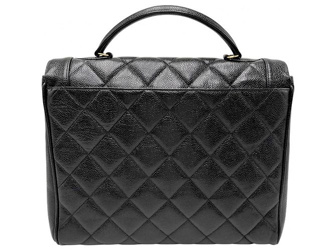 Borsa Chanel Matelassé nera in pelle di vitello granulata oro Nero - vista 2