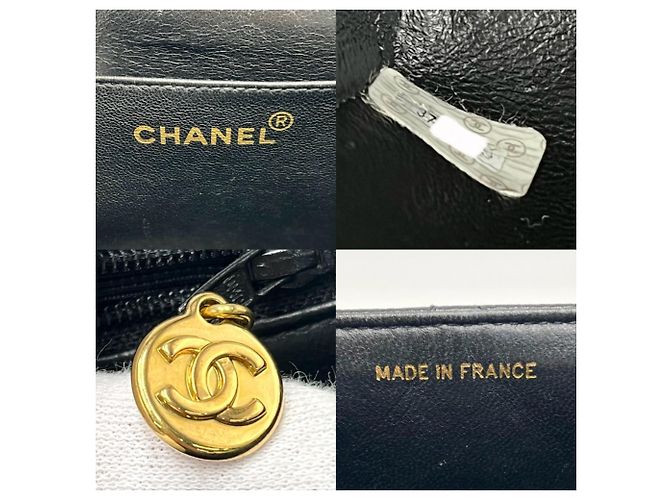 Borsa Chanel Matelassé nera in pelle di vitello granulata oro Nero - vista 5