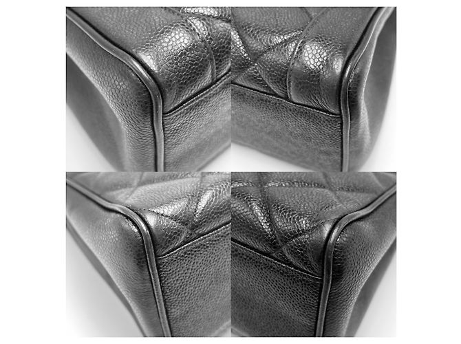 Borsa Chanel Matelassé nera in pelle di vitello granulata oro Nero - vista 8