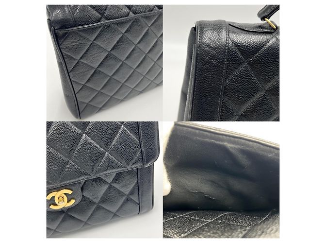 Borsa Chanel Matelassé nera in pelle di vitello granulata oro Nero - vista 9