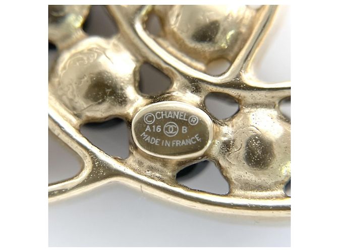 Broche de mujer Chanel en negro, dorado y blanco - vista 4