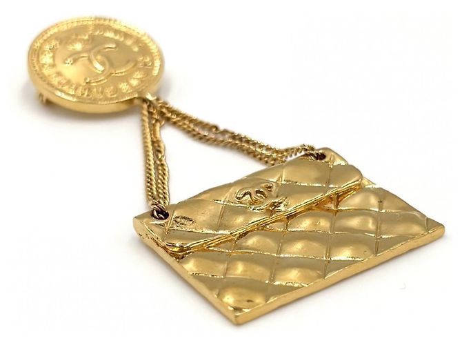 Spilla Chanel Vintage D'oro - vista 3