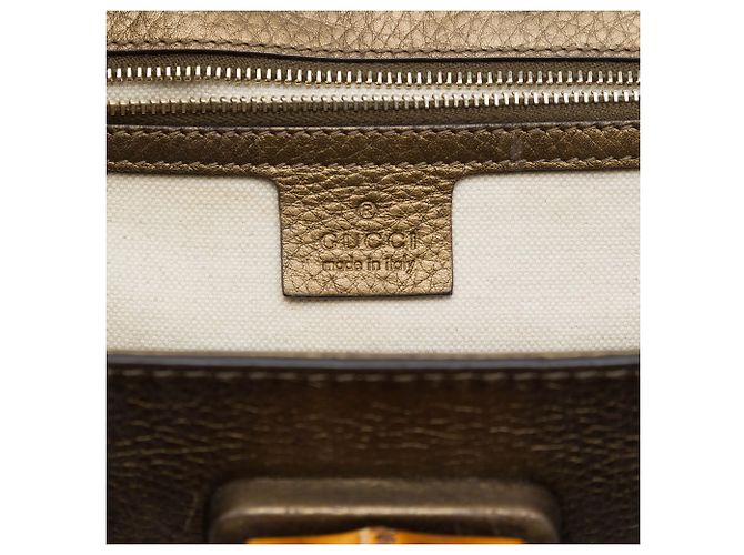 Gucci New Bamboo Satchel aus Leder in Braun Medium Bronze - Ansicht 5
