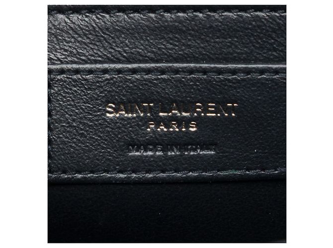 Saint Laurent Borsa a tracolla Kate Small Black Canvas Metallic Tiger Print Monogram Nero - vista 5