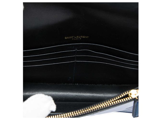 Portafoglio con catena e nappa Kate Monogram Blue Glitter Patent Saint Laurent - vista 4