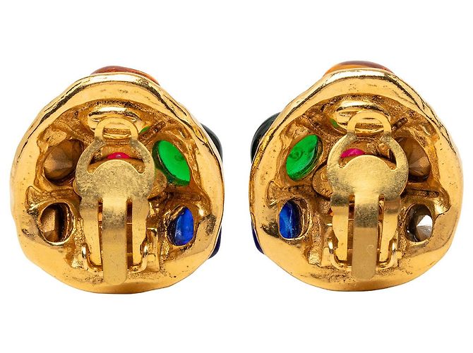Orecchini a clip Chanel Gold Gold Plated Gripoix Cabochon D'oro - vista 2