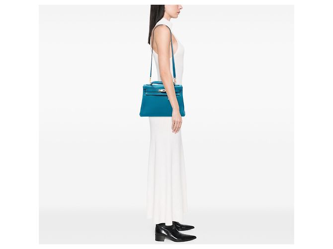 Hermès Blue Clemence Kelly II Retourne 32 - vista 7