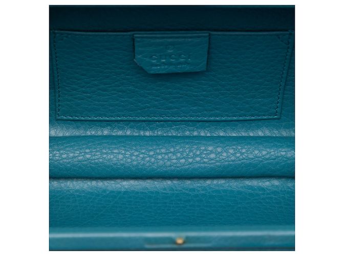 Clutch Soho con catena in pelle di vitello blu Gucci - vista 4