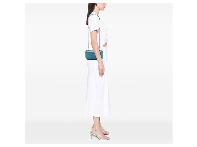 Clutch Soho con catena in pelle di vitello blu Gucci - vista 6
