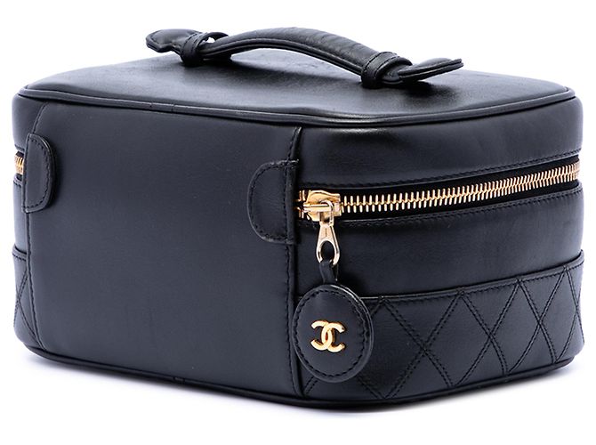 Chanel Black CC gestepptes Lammleder Vanity Case Schwarz - Ansicht 2