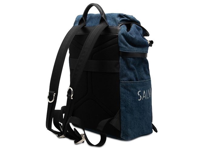 Salvatore Ferragamo Ferragamo Blue Printed Denim Backpack - view 2