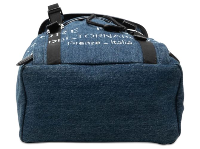 Salvatore Ferragamo Ferragamo Blue Printed Denim Backpack - view 3