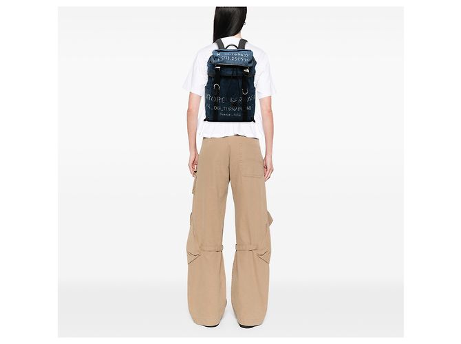 Salvatore Ferragamo Ferragamo Blue Printed Denim Backpack - view 6