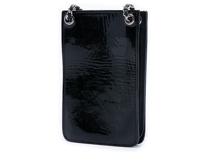 Portatفono a tracolla Chanel Black CC Patent Nero - vista 2