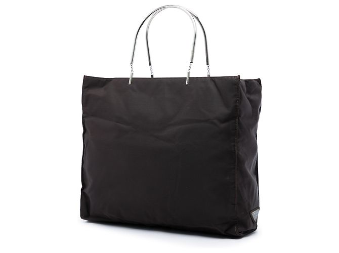Tote Prada Tasche Brown Tessuto mit Metallgriff Braun Dunkelbraun - Ansicht 2