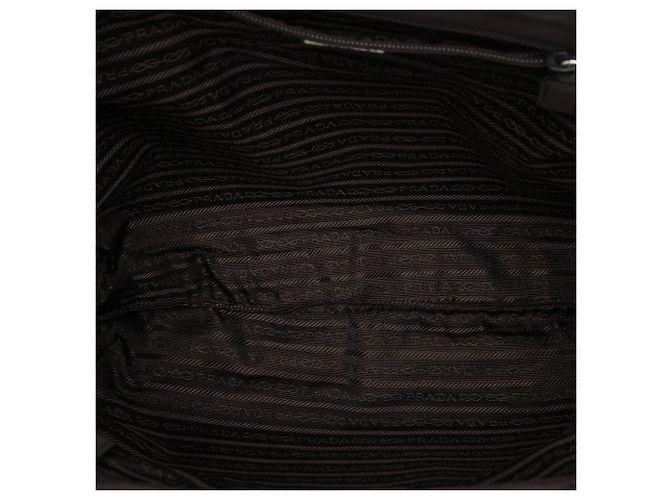 Tote Prada Tasche Brown Tessuto mit Metallgriff Braun Dunkelbraun - Ansicht 4