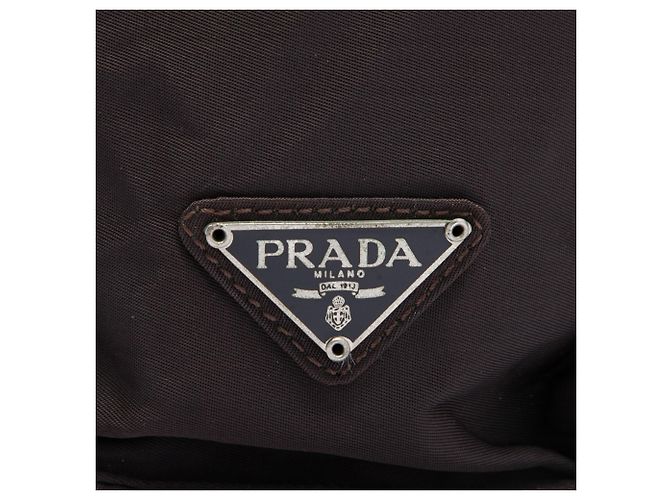 Tote Prada Tasche Brown Tessuto mit Metallgriff Braun Dunkelbraun - Ansicht 5