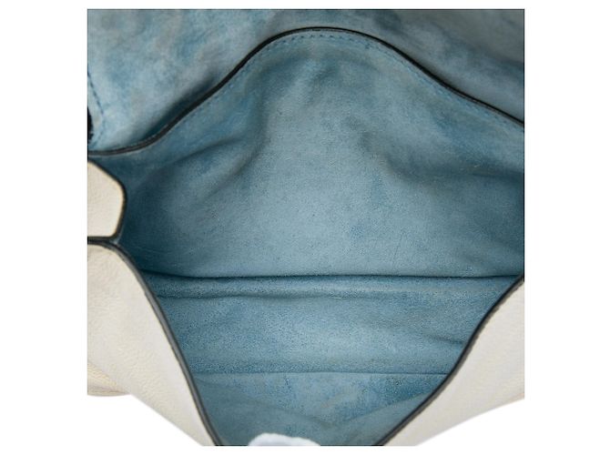 Pochette con patta Etiquette in pelle di vitello glacé bianco Prada Crudo - vista 5