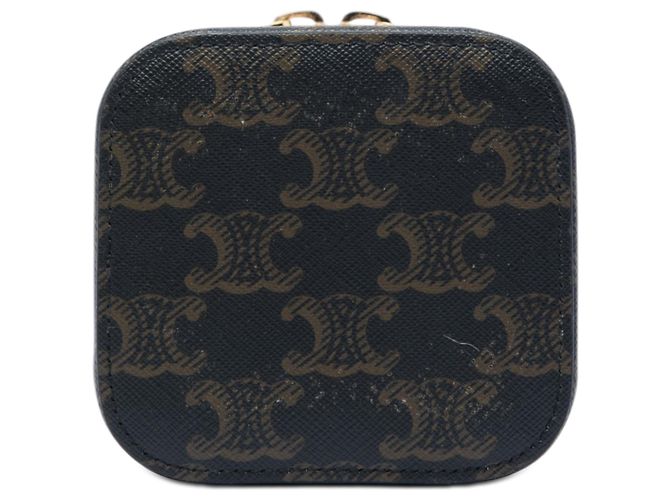 Céline Celine Vanity Case Mini Triomphe in tela rivestita marrone Marrone scuro - vista 3