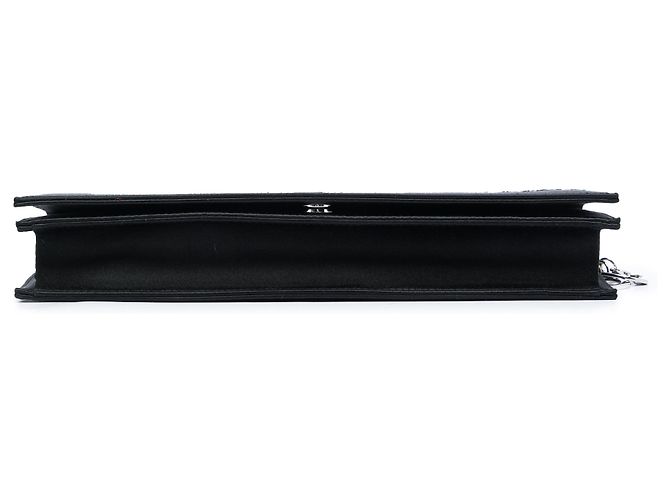 Clutch Dior in raso nero con paillettes e catena - vista 3