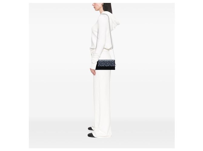Clutch Dior in raso nero con paillettes e catena - vista 5