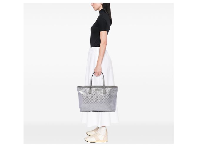 Tote Gucci Silver Large GG Imprimé Argento - vista 6