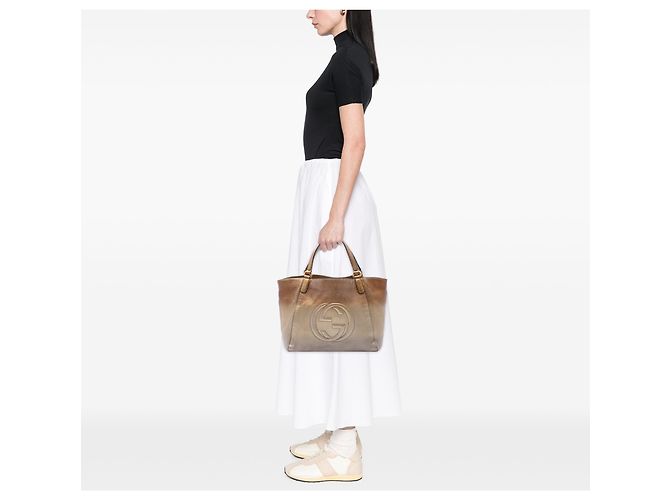Tote Soho Cellarius in pelle granulata Ombre oro Medium di Gucci D'oro - vista 6