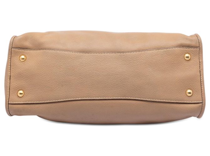 Borsa Prada Brown Vitello Daino Zip Top Satchel Marrone Carne - vista 3