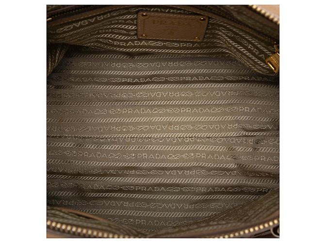 Borsa Prada Brown Vitello Daino Zip Top Satchel Marrone Carne - vista 4