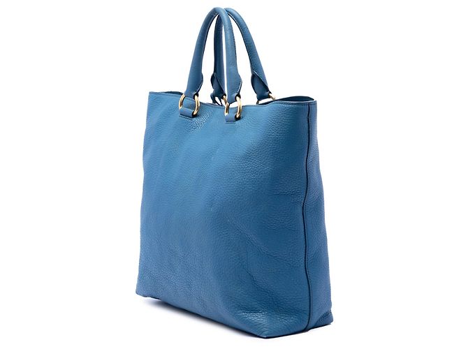 Tote Aperto Convertibile Prada Blue Vitello Daino - vista 2