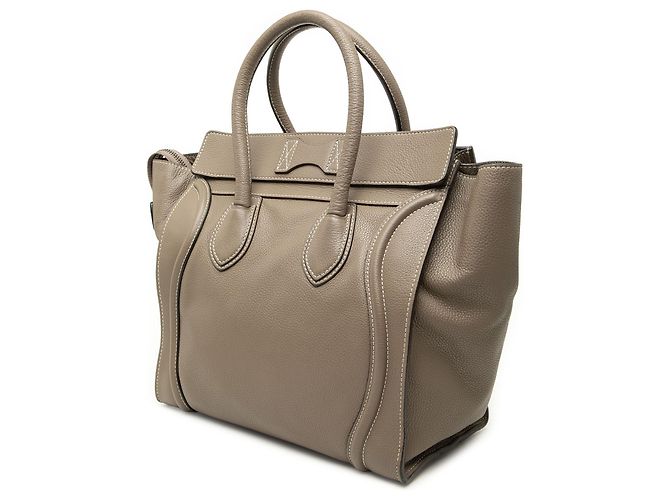 Céline Borsa Tote Mini Luggage in pelle di vitello marrone Celine Taupe - vista 2