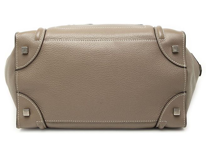 Céline Borsa Tote Mini Luggage in pelle di vitello marrone Celine Taupe - vista 3