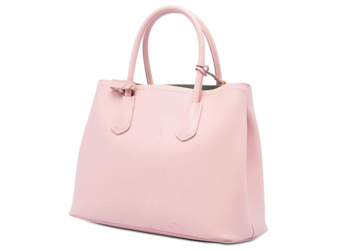 Prada Borsa Double Saffiano Cuir Rosa Medium - vista 2