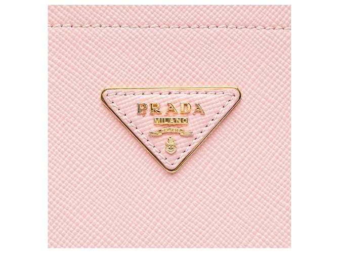 Prada Borsa Double Saffiano Cuir Rosa Medium - vista 5