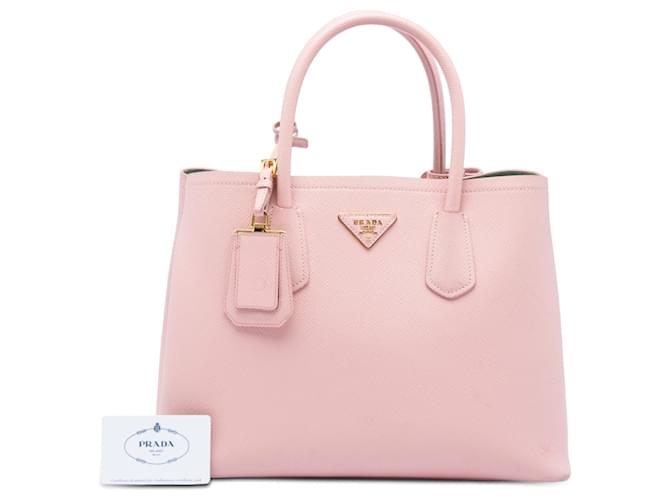 Prada Borsa Double Saffiano Cuir Rosa Medium - vista 7
