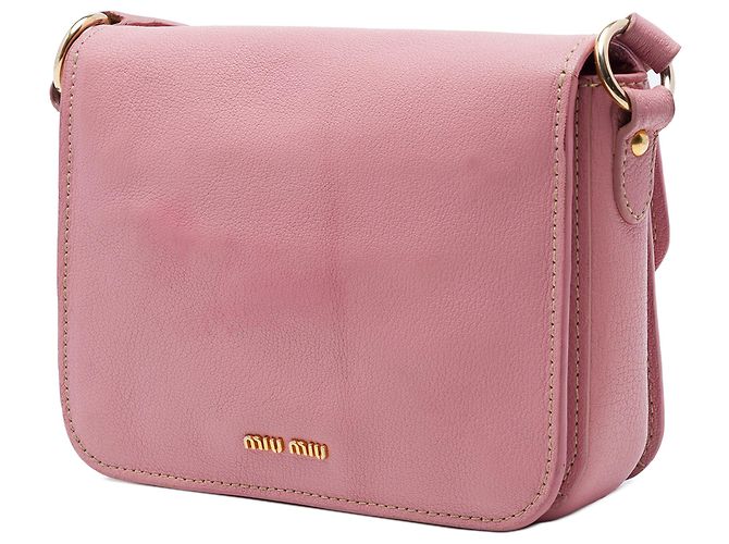 Miu Miu Borsa a tracolla in pelle di capra rosa Madras - vista 2