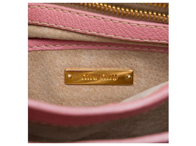 Miu Miu Borsa a tracolla in pelle di capra rosa Madras - vista 5