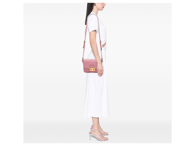 Miu Miu Borsa a tracolla in pelle di capra rosa Madras - vista 6