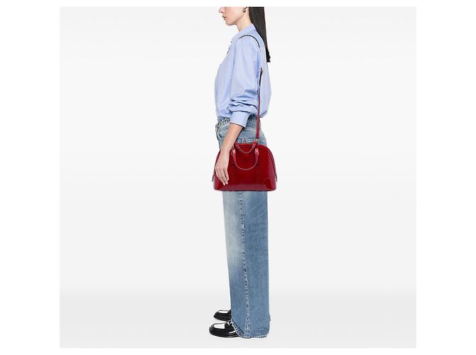 Borsa Gucci Red Small Microguccissima in vernice Nice Dome Rosso - vista 6