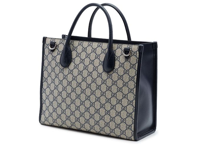 Tote Gucci Beige Small GG Supreme Interlocking G Blu navy - vista 2