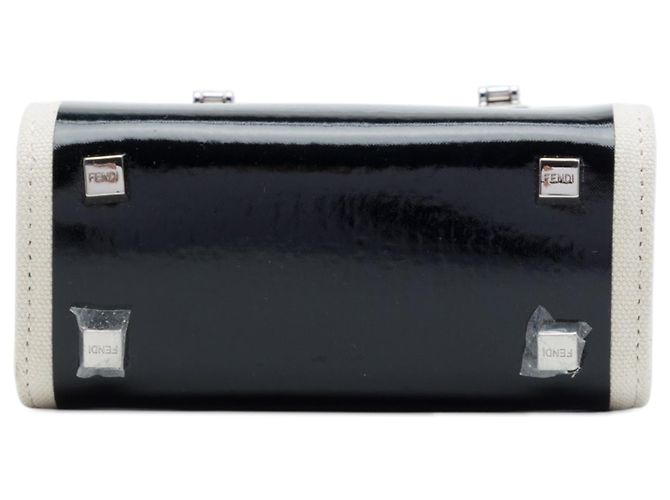 Borsa shopper Fendi Sunshine Mini in tela e vernice nera - vista 3