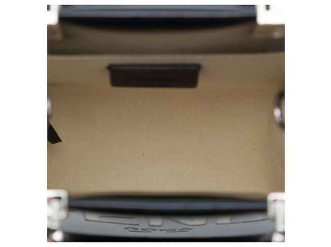 Borsa shopper Fendi Sunshine Mini in tela e vernice nera - vista 4