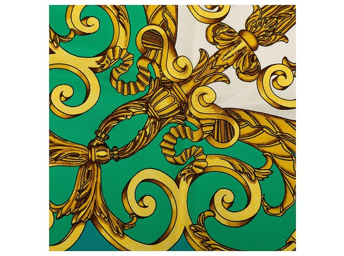 Sciarpa in seta Hermès Green Les Tuileries 90 Verde - vista 8