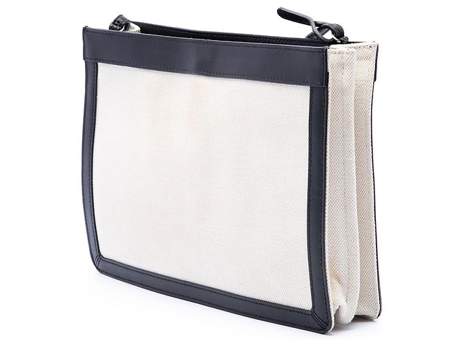 Pochette M Balenciaga in tela bianca e blu navy con tracolla Bianco - vista 2