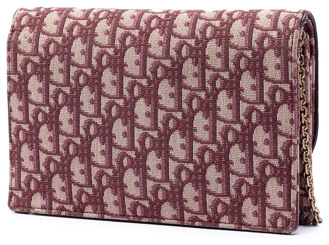 Dior Saddle Wallet On Chain aus rotem Oblique Canvas Bordeaux - Ansicht 2