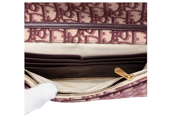 Dior Saddle Wallet On Chain aus rotem Oblique Canvas Bordeaux - Ansicht 4